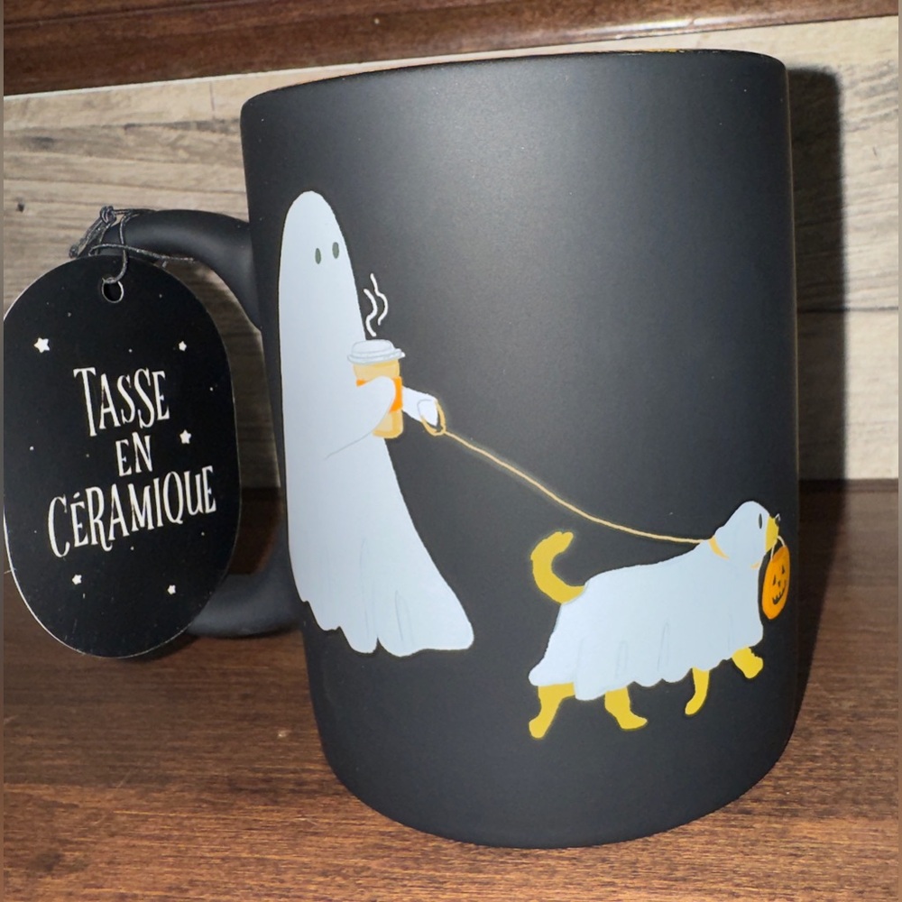 Cute 🥰 Halloween Ghost Walking Ghost Dog Soft Touch Mug by Sunday Morning